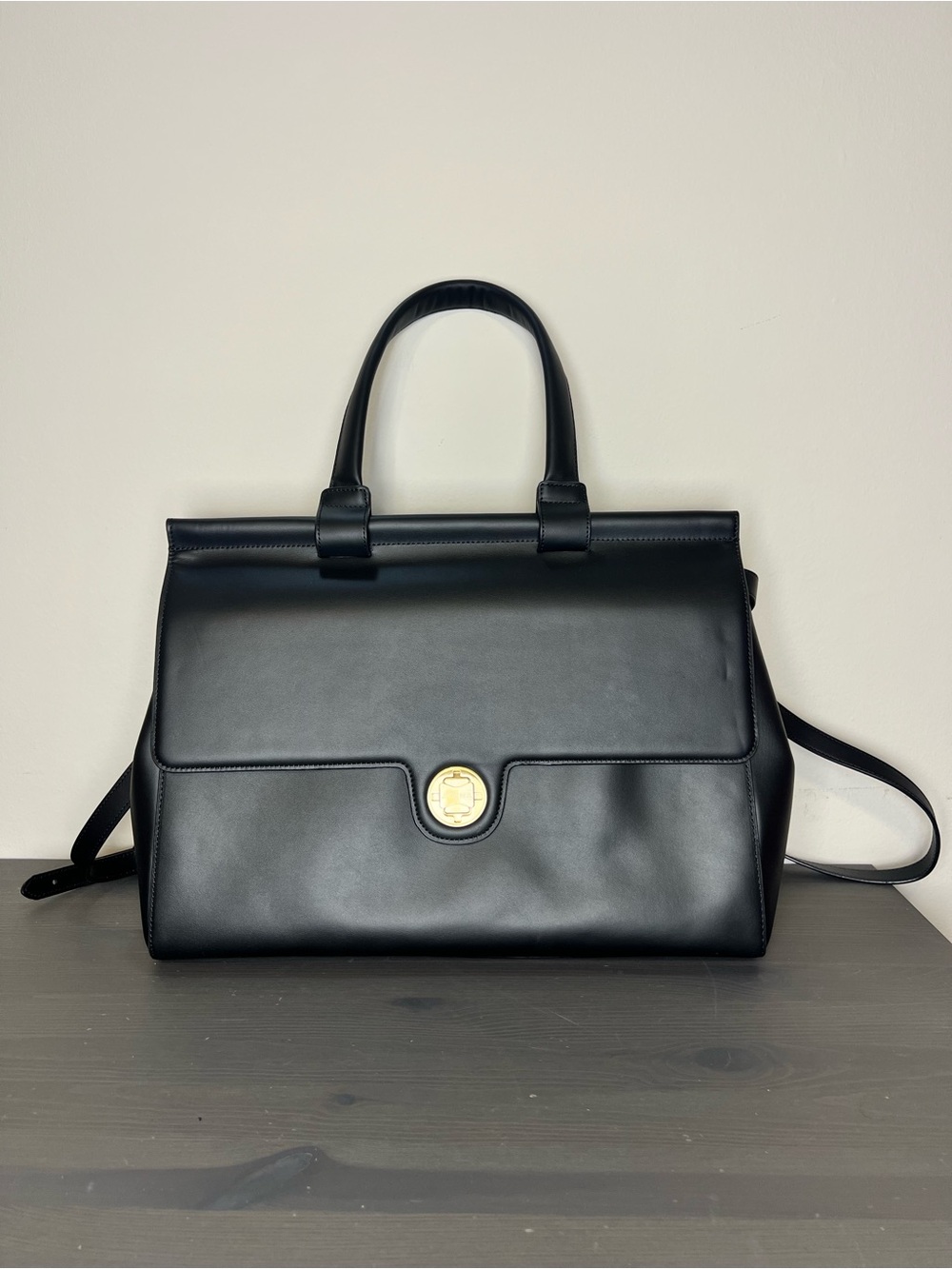 JEMMA Emma Traveler 39 Black Leather Bag Tote Crossbody Laptop Travel Work - Picture 4 of 16